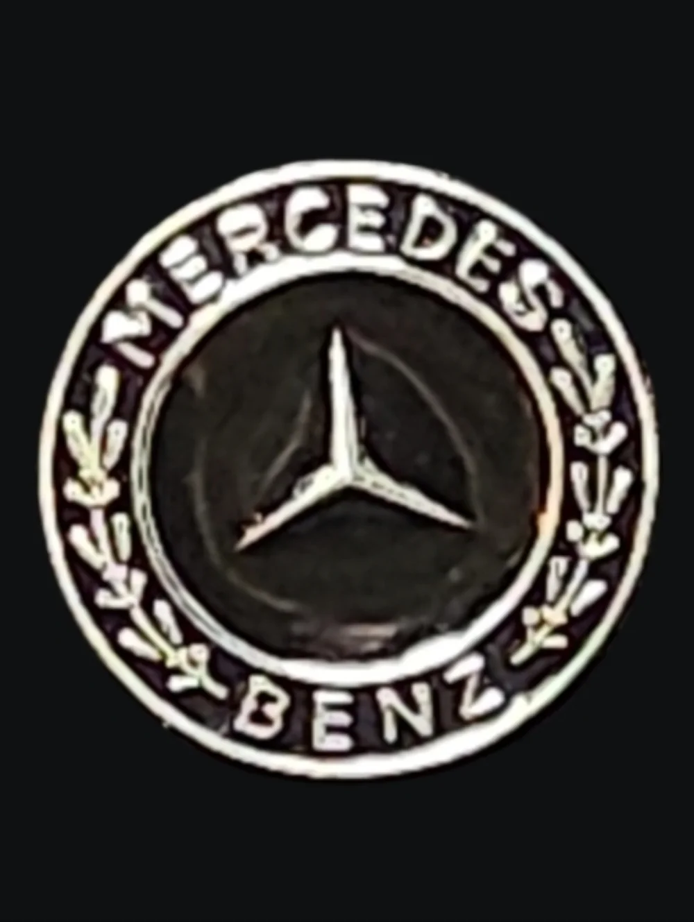 1 - Mercedes-Benz Black & Silver-Tone Round 3 Pointed Star Logo Cufflink